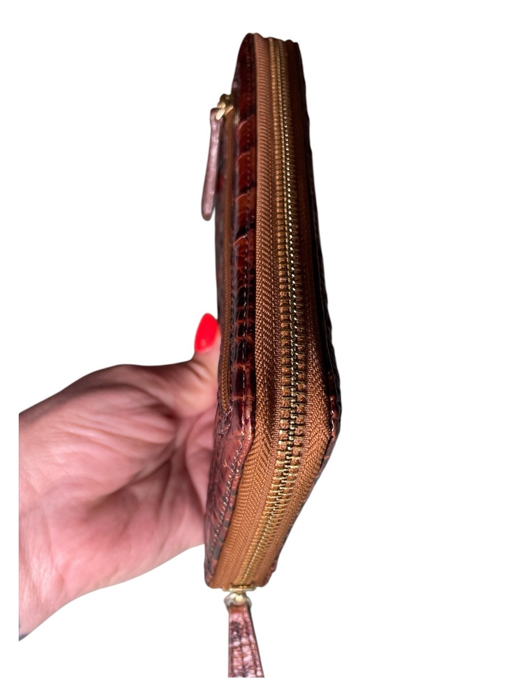 Brahmin Deep Chestnut Croc-Embossed Leather Zip Clutch - Picture 7 of 14